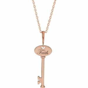 14K Rose Gold Faith Key 16-18 Necklace from Leonard & Hazel™