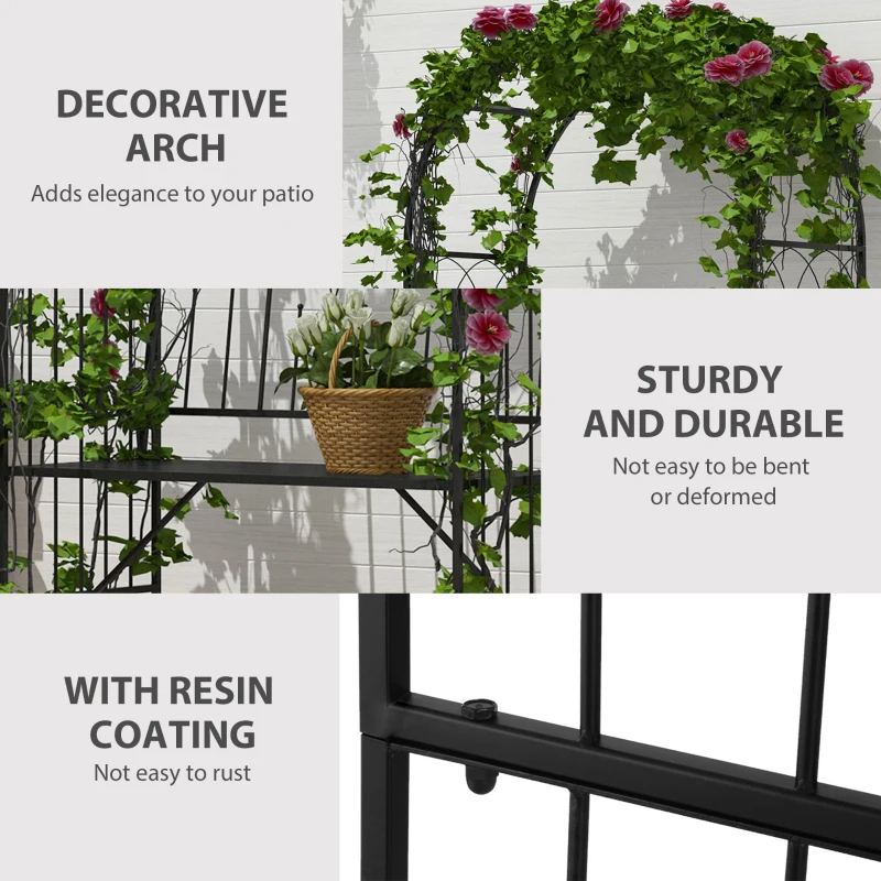 Metal Trellis Arbor Arch for Climbing Plants with Garden - Image 2