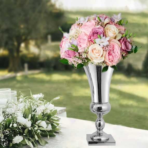 430Mm Large Stunning Silver Iron Luxury Flower Vase Urn