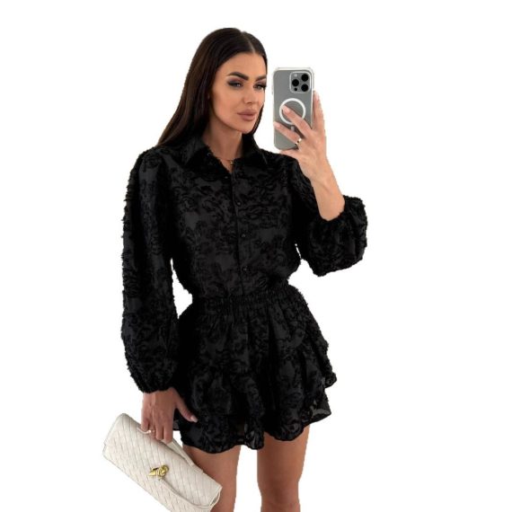 Casual Two-Piece Set Fashionable Long-Sleeve Hollow-Out O