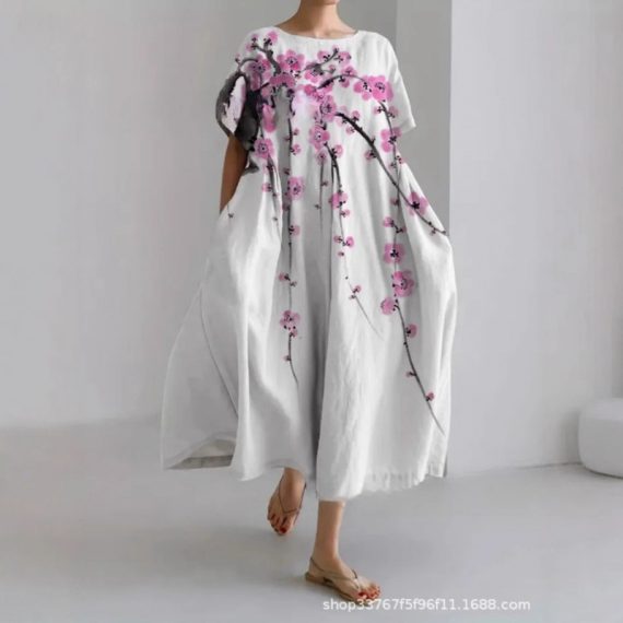 Women'S Loose Round Neck Fashion Premium Short Sleeve Pri