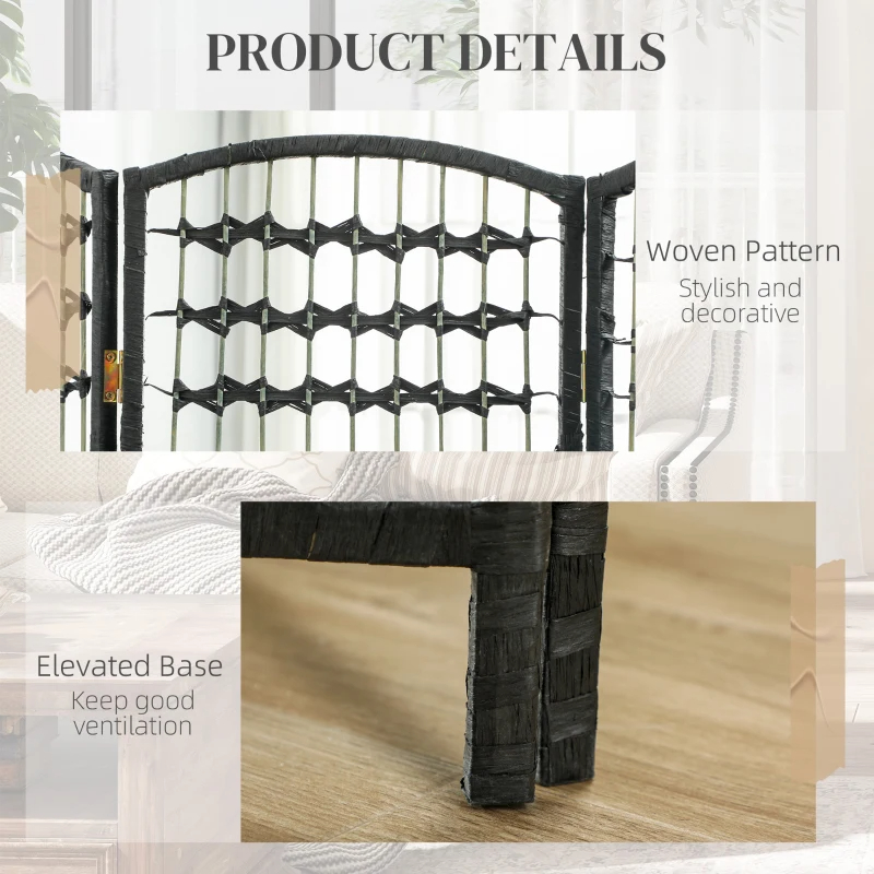 8 Panel Folding Room Divider Portable Privacy Screen Wave - Image 2