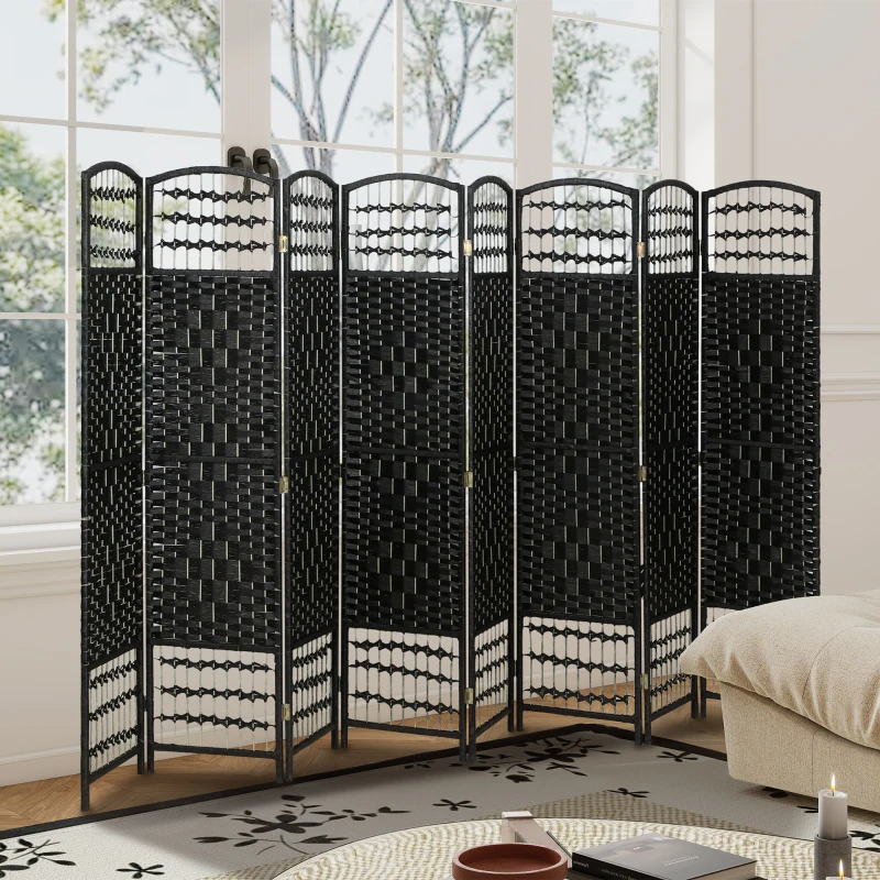 8 Panel Folding Room Divider Portable Privacy Screen Wave - Image 4