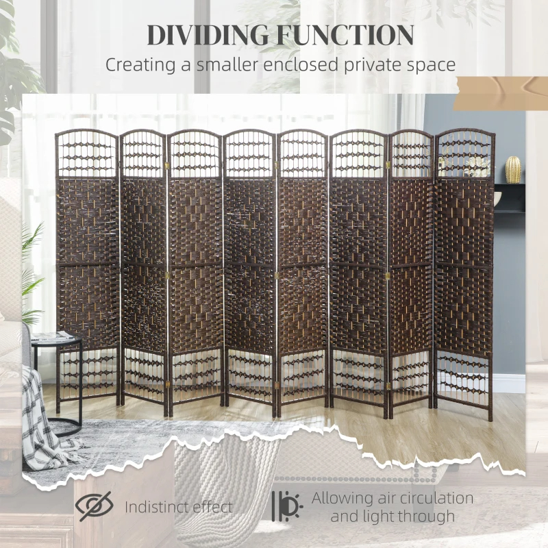 8 Panel Folding Room Divider Portable Privacy Screen Wave