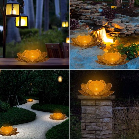 Garden Ornaments Outdoor Solar Powered Lotus Light with