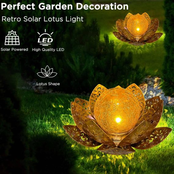 Garden Ornaments Outdoor Solar Powered Lotus Light
