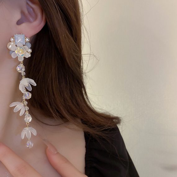 925 Sterling Silver Needle Long Tassel Earrings for Women