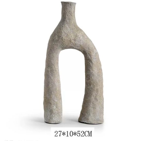 Long-Legged Vase with Handcrafted Aged Small-Mouth Holder