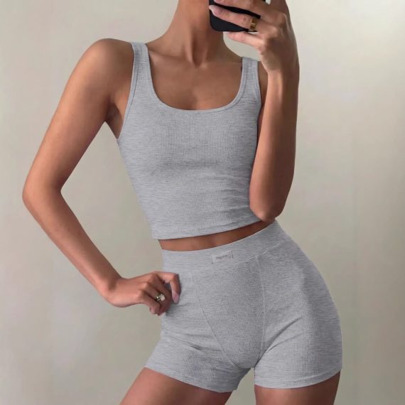 Athletic Yoga-Style Camisole and Summer Shorts Set