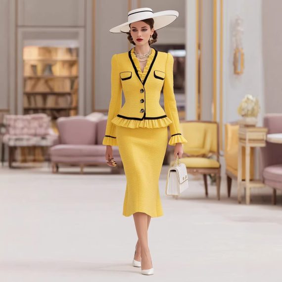 Socialite-Style Patchwork Two-Piece Coat Set European Cha