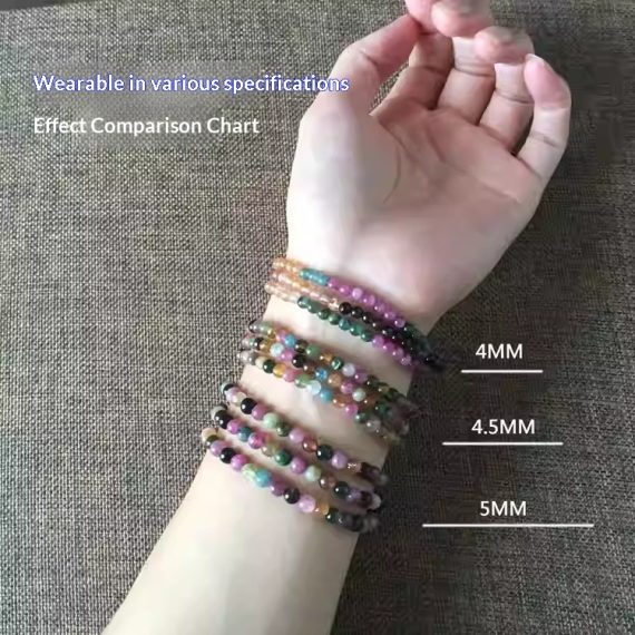 Natural Tourmaline Colorful Multi-Layer Crystal Bracelet