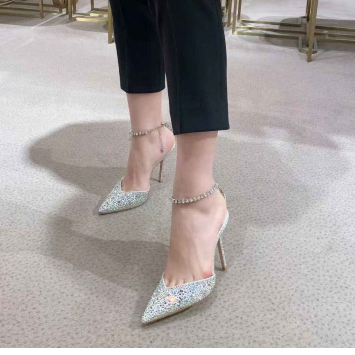 Gradient Color Full-Blown Crystal Fairy High Heels - Image 3