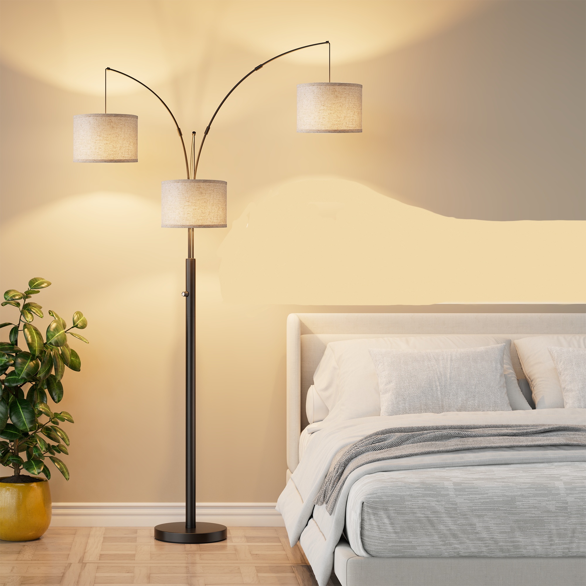 Three-Color Temperature & Dimmable Three-Head Floor Lamp