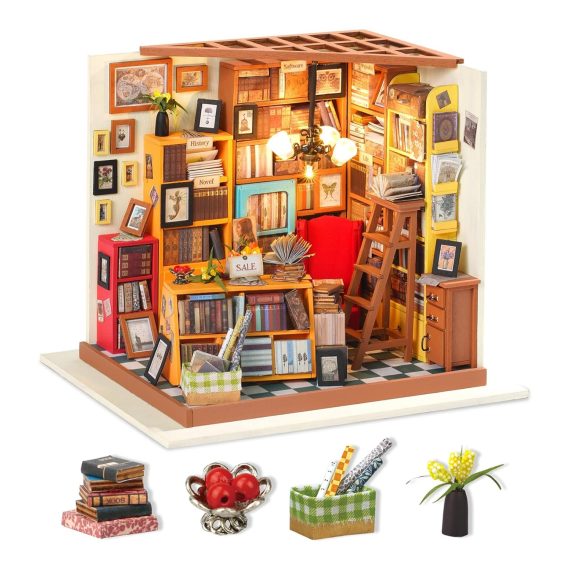 Rolife Mini House Set, Sam'S Study, Mini Dollhouse, 3D Pu