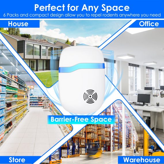 6 Packs Ultrasonic Pest Repellers Electric Plug-In Indoor
