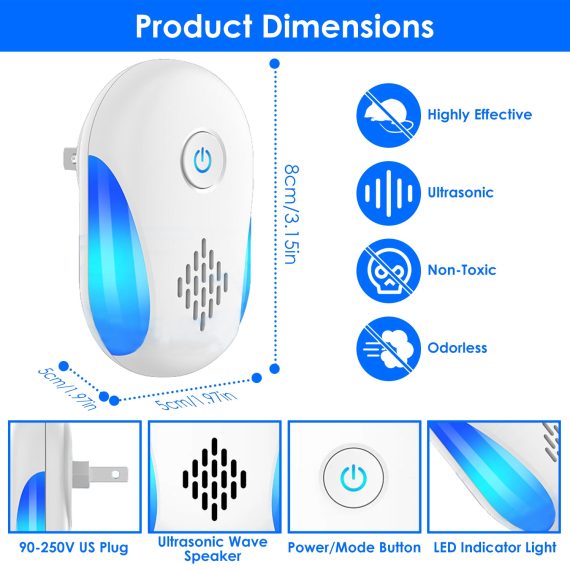 6 Packs Ultrasonic Pest Repellers Electric Plug-In Indoor