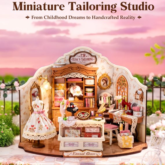 Rolife Elsa'S Tailor Shop Mini Dollhouse Set, 266 Pieces