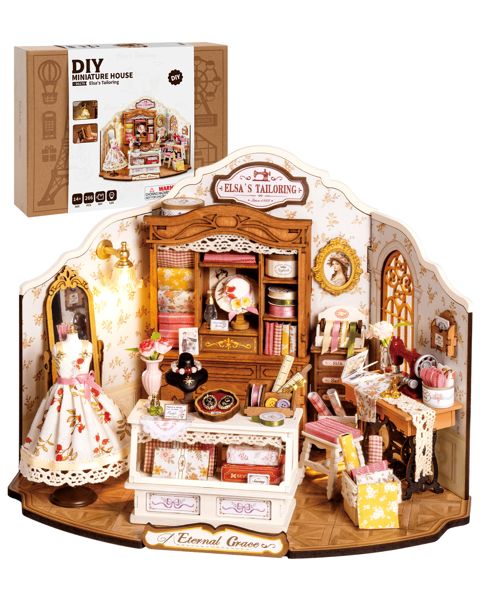 Rolife Elsa'S Tailor Shop Mini Dollhouse Set, 266 Pieces - Image 5
