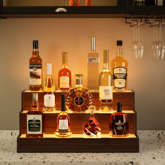 Led Lighted Liquor Bottle Display Shelf, 24 Inch Bar Disp