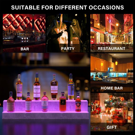 Led Lighted Liquor Bottle Display Shelf, 37 Inch Bar Disp