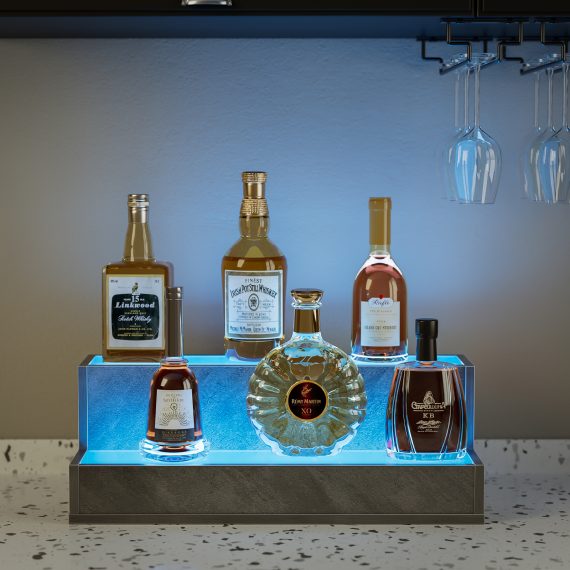 Led Lighted Liquor Bottle Display Shelf, 20 Inch Bar Disp