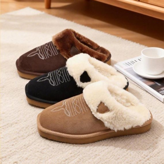 Autumnwinter Warm Cotton and Fur All-In-One Home Slippers