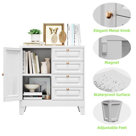 Bathroom Storage Cabinet with 4 Drawers,Metal Bathroom