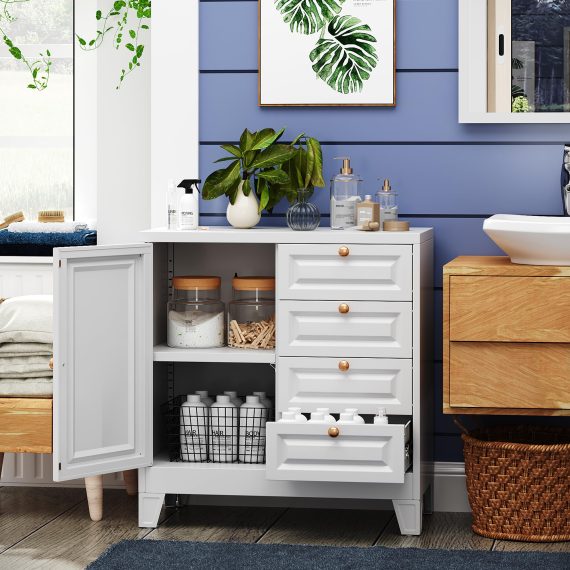 Bathroom Storage Cabinet with 4 Drawers,Metal Bathroom