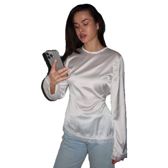 Casual Home Everyday Lace-Sashed Satin Top