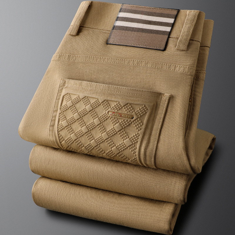 Light-Luxury Slim-Fit Straight-Leg Cotton Breathable Mens - Image 3