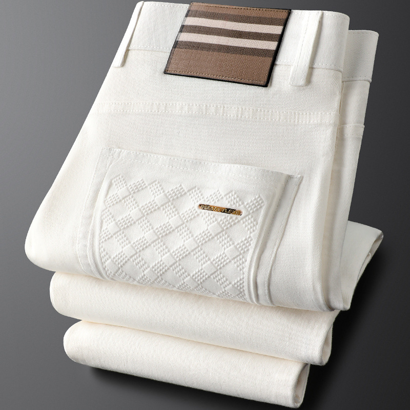 Light-Luxury Slim-Fit Straight-Leg Cotton Breathable Mens - Image 4