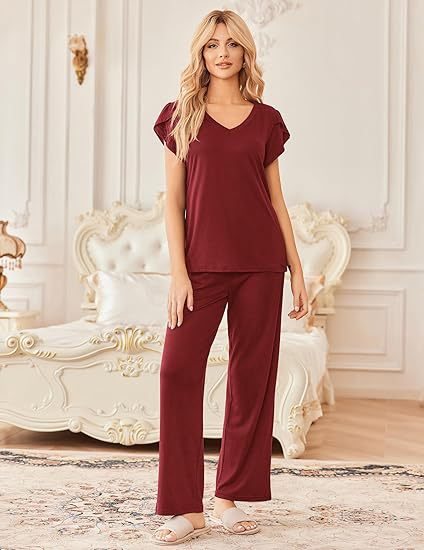 Women'S Home Wear Short-Sleeve Long-Pants Printed Set