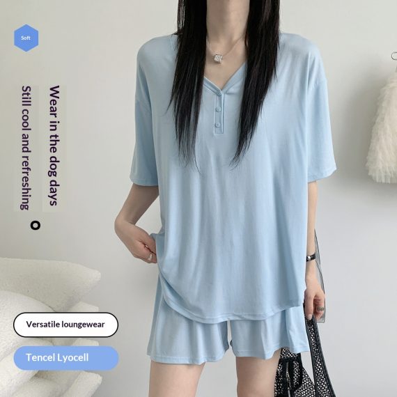 Home Wear Set Cool-To-The-Touch V-Neck Short-Sleeve Short