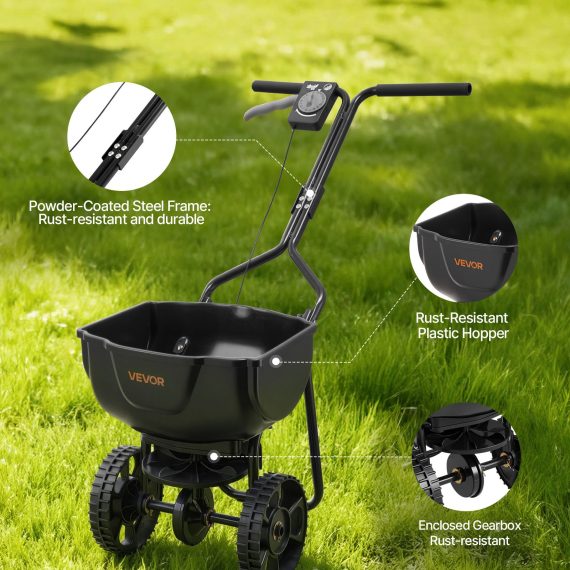 Walk-Behind Spreader, 9.8Ft Spreading Width, Push Broadca