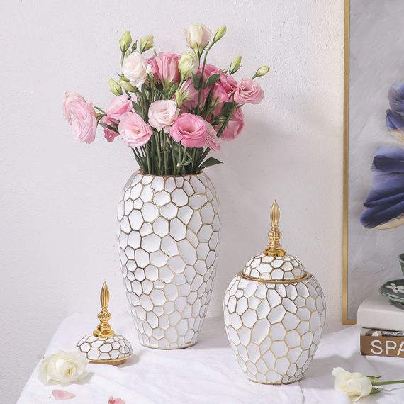 Gold Plated Ceramic Vase - Leonard & Hazel