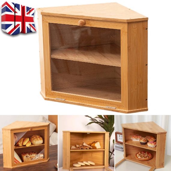 2 Tier Bread Bin Home Kitchen Storage Box Food Cake Stora
