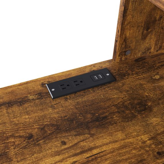 Computer Desk with 4-In-1 Socket & 3 Drawers 4-Tier Stora