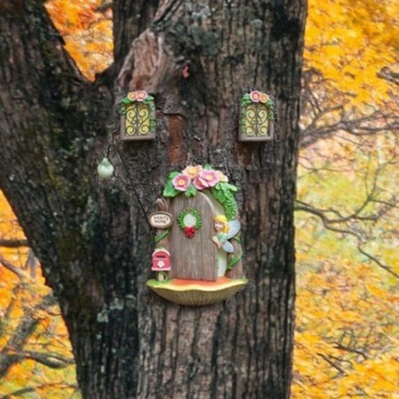 Resin Fairy Door and Windows Miniature Sculpture for Tree