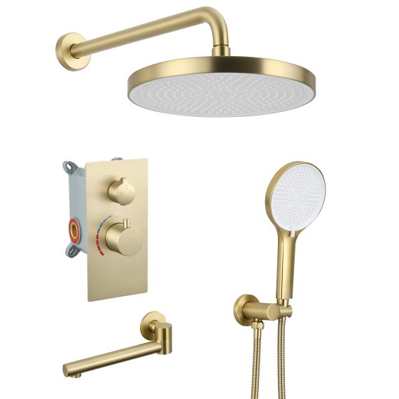 Luxury 3-Function Shower System Set - Solid Brass Control