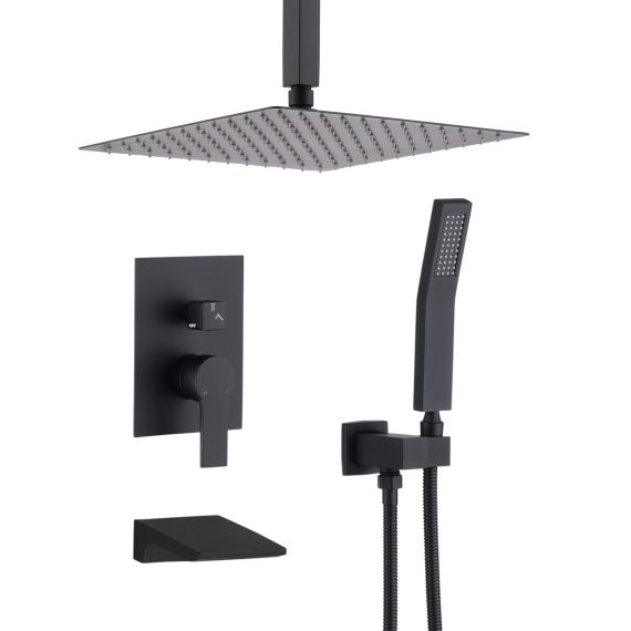 Matte Black Shower System Wall Mount Shower Faucet Set fo