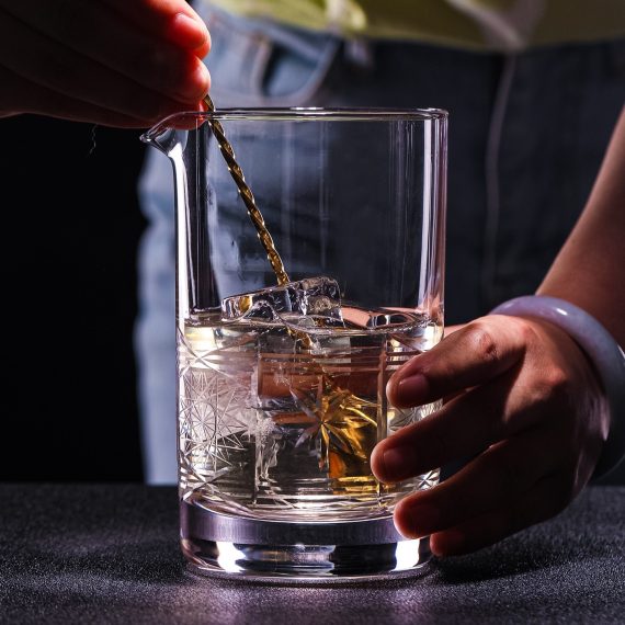 Crystal Handcrafted Carved Cocktail Mixing Glass