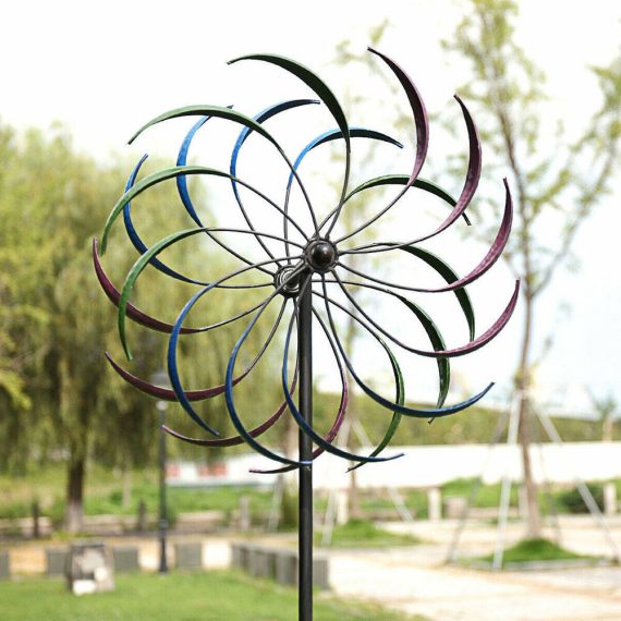 2M Metal Windmill Garden Art Decor Wind Spinner Kinetic