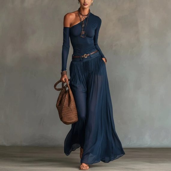 Long-Sleeved Casual Dress for Commuting Home and Fashionc