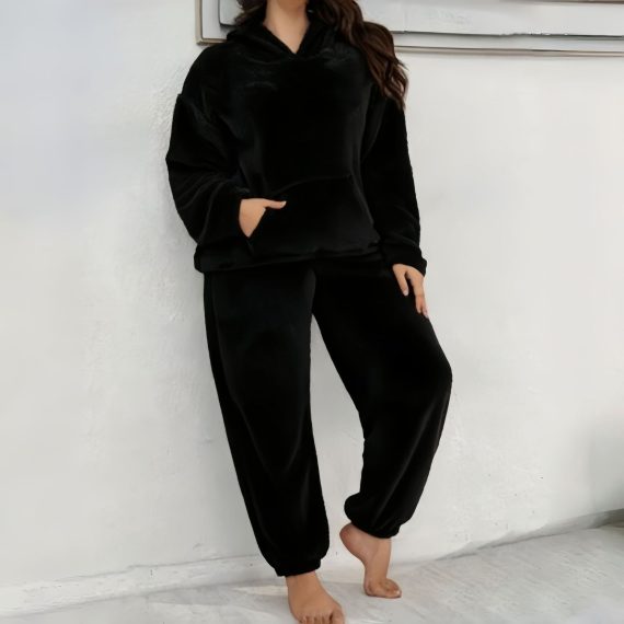 Hooded Long-Sleeve Casual Pants with Patch Pockets Home
