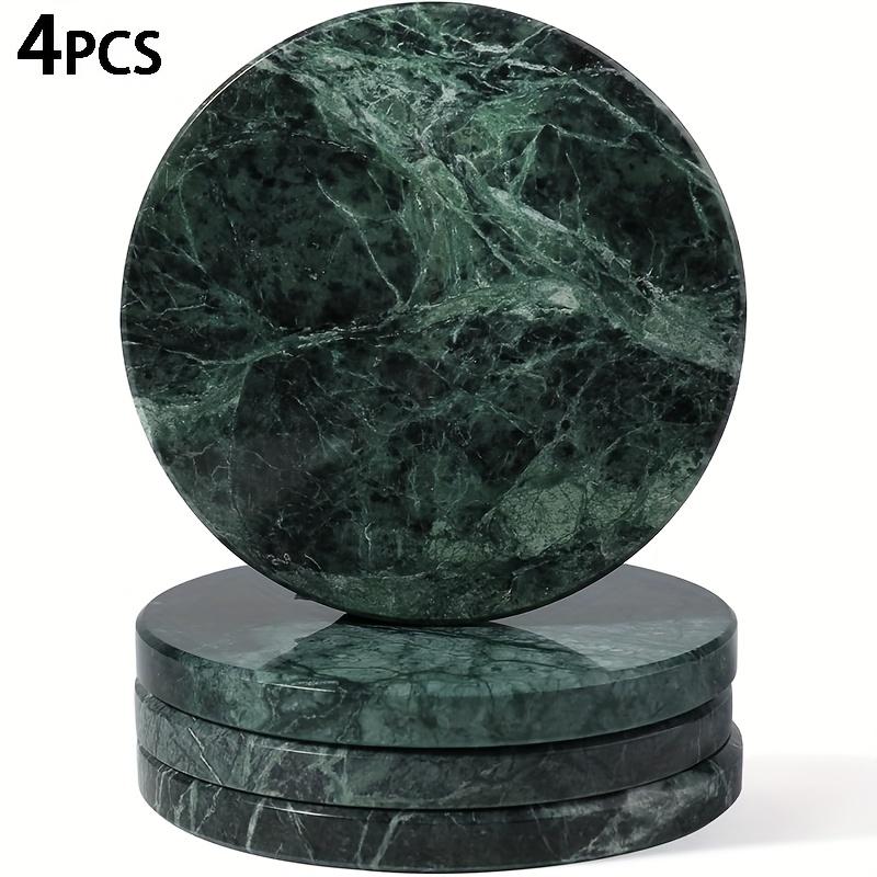 Set Of 4 Marble-Pattern Coasters Heat-Resistant, Round Ta