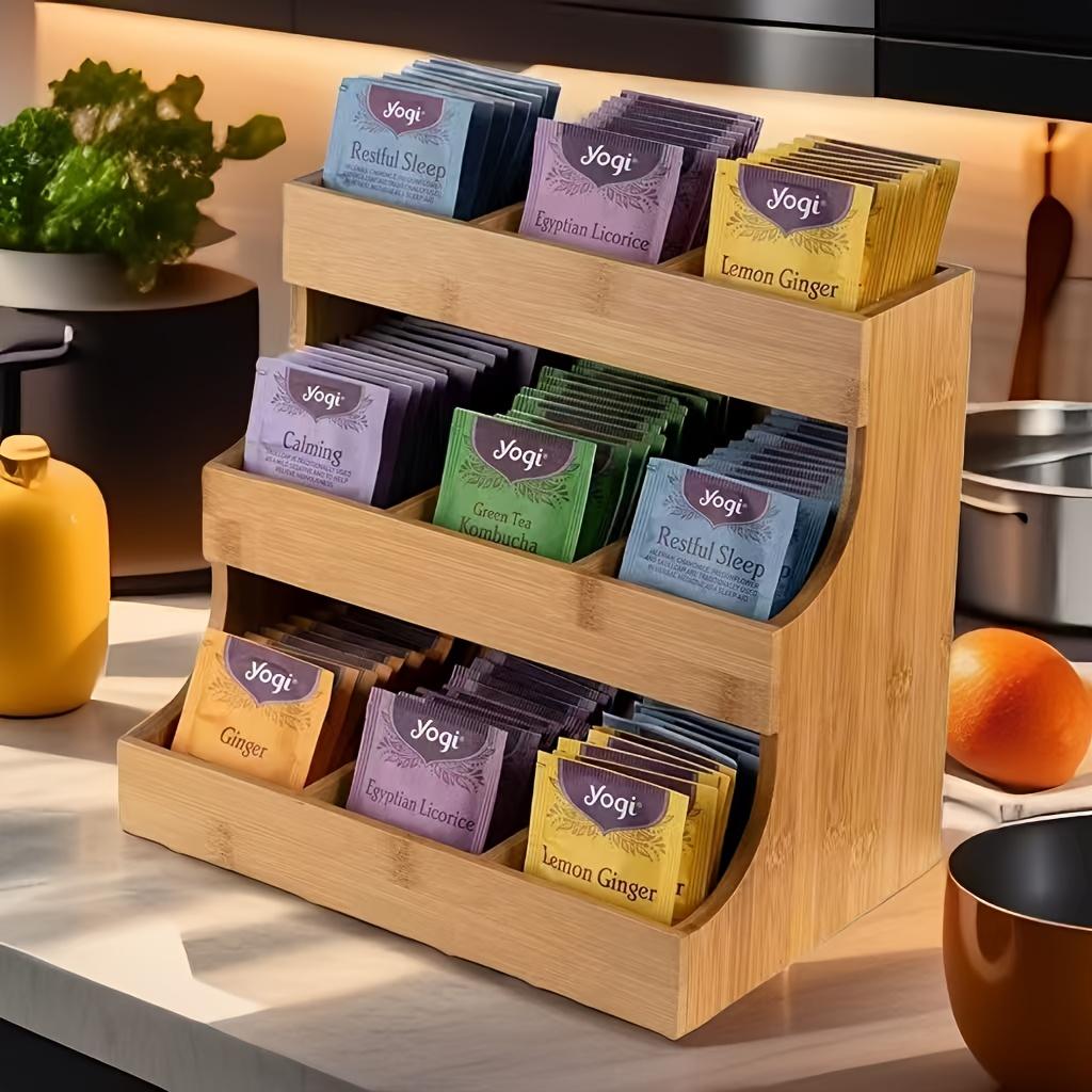 Small Wooden Tea Bag Organizer Holds 180 Tea Bags Suitabl